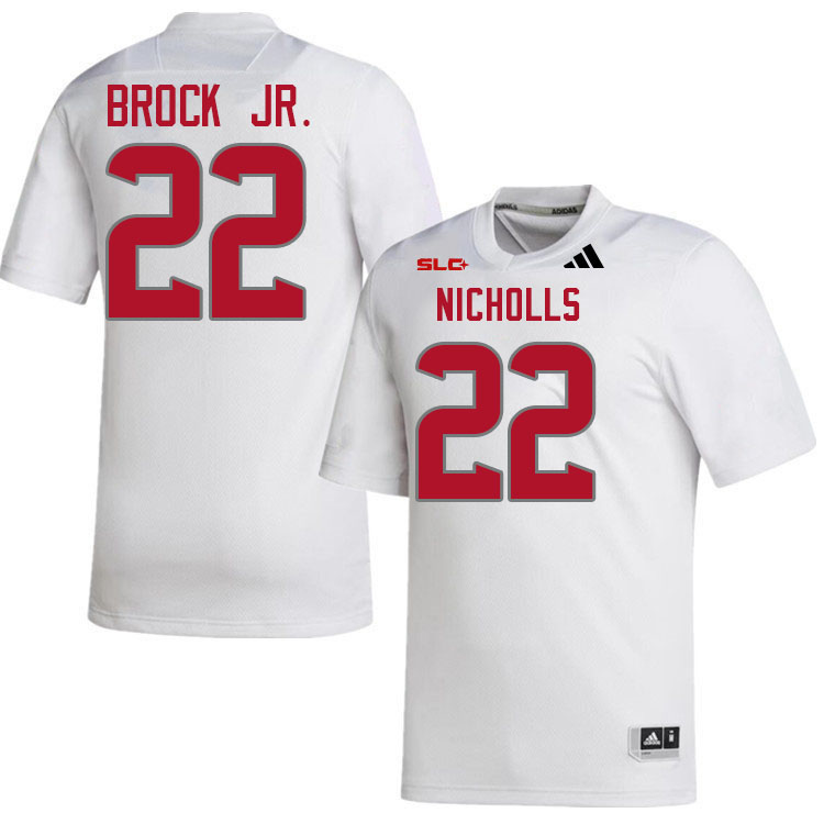 Nicholls Colonels #22 Miequle Brock Jr. College Football Jerseys,Uniforms Stitched-White